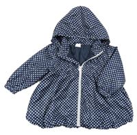Tmavomodrá puntíkatá šusťáková jarní bunda s kapucí H&M