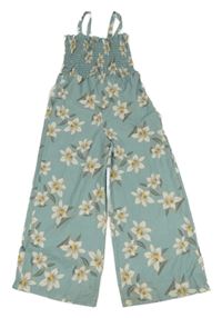Zelený kvetovaný ľahký culottes overal Shein