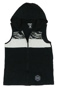Čierno-biela prepínaci tepláková vesta s kapucňou F&F
