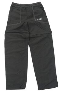 Tmavošedé outdoorové kalhoty s kapsami Jack Wolfskin
