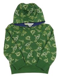 Zelená mikina s dinosaury a kapucí Kiki&Koko