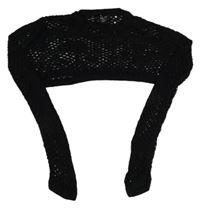 Čierny perforovaný crop sveter New Look