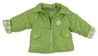 Zelená šušťáková zimná bunda s nášivkou