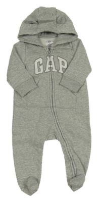 Šedá melírovaná tepláková kombinéza s logem a kapucí GAP