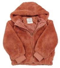 Cihlová kožešinová podšitá bunda s kapucí George