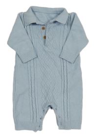 Světlemodrý vzorovaný pletený overal s límečkem Nutmeg