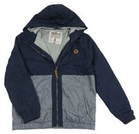 Tmavomodro-modrá šušťáková jarná bunda s kapucňou Yigga