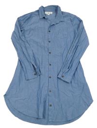 Světlemodré propínací košilové šaty s límečkem H&M