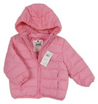 Nové - růžová šusťáková zimní bunda s kapucí F&F