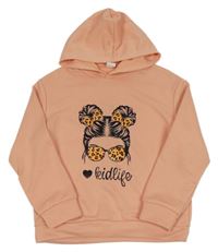 Marhuľová mikina s dívkou a kapucňou