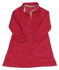 Malinové manšestrové šaty s límečkem Mini Boden