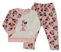 Růžovo-bílé žebrované pyžamo s Minnie 