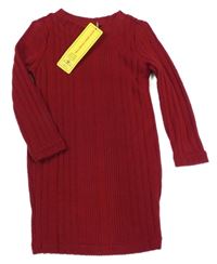 Nové - rubínové úpletové rebrované šaty Shein