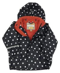 Černá puntíkatá nepromokavá jarní bunda s kapucí 