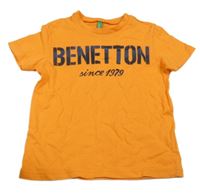 Oranžové tričko s logem Benetton