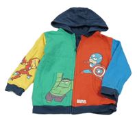 Zeleno-červeno-tmavomodro-žltá prepínaci mikina s Marvel a kapucňou George