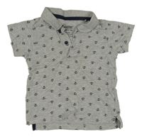 Sivé polo tričko s kotvami Lupilu