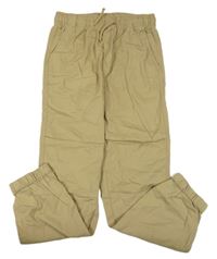 Béžové plátenné cuff nohavice H&M