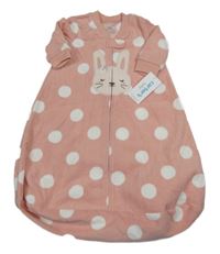 Nové - růžový puntíkatý fleecový spací pytel s králíkem Carter's