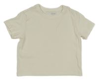 Smotanové rebrované crop tričko ZARA
