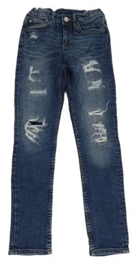 Tmavomodré skinny kalhoty s dírami H&M