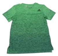 Zeleno-černé melírované sportovní funčkní tričko s logem Adidas