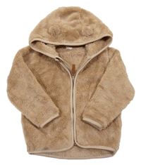Hnedá chlpatá prepínaci mikina s kapucňou H&M