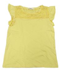 Žlté tričko s čipkou C&A