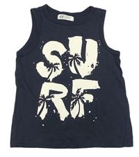 Tmavomodré tielko s nápisom H&M