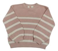 Ružovo-biely pruhovaný sveter H&M