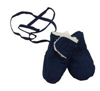 Tmavomodré šusťákové zateplené rukavice