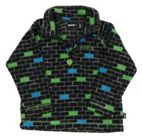 Čierno-zeleno-modrá kockovaná fleecová funkčná mikina Etirel