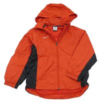 Červeno-černá šusťáková jarní bunda s kapucí Nike