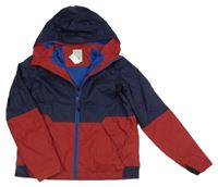 Tmavomodro-vínová šusťáková jarní funkční bunda s kapucí Quechua