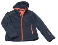 Tmavomodro-neonově růžová softshellová bunda s kapucí CMP