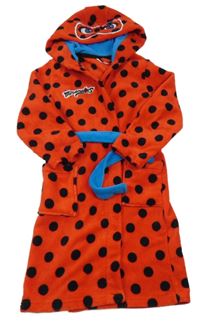 Červeno-čierny bodkovaná ý plyšový župan s kapucí - Miraculous