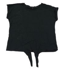 Čierne crop tričko s vázáním George