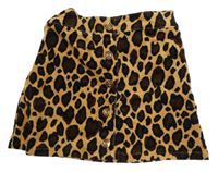 Béžovo-hnedo-čierna menšestrová sukňa s leopardím vzorom