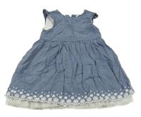 Šedomodré lehké riflové šaty s květy H&M