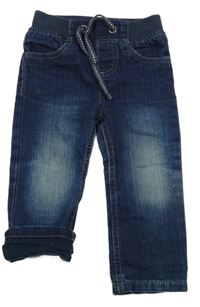 Tmavomodré podšité rifle s úpletovým pasom Lupilu