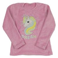 Ružová plyšová mikina s jednorožcom Kids