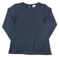 Tmavomodro-zlaté puntíkaté pyžamové triko H&M