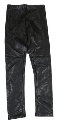 Černé koženkové zateplené legíny H&M