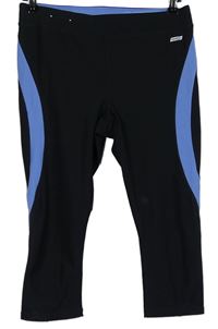 Dámské černo-modré sportovní funkční capri legíny s pruhy