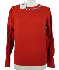 Nové - Dámský červený svetr s kamínky Savida 