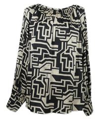 Dámská černo-smetanová vzorovaná saténová halenka H&M