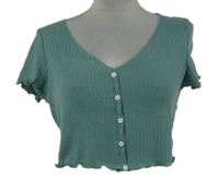 Dámske svetlomodré rebrované crop tričko Shein