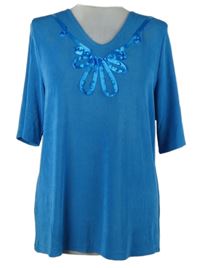 Dámské tyrkysové tričko s mašlí Kim&Co