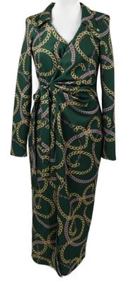 Dámské zelené vzorované zavinovací midi šaty Asos 