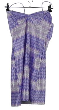 Nové - Dámske fialovo-ružové vzorované saténové šaty